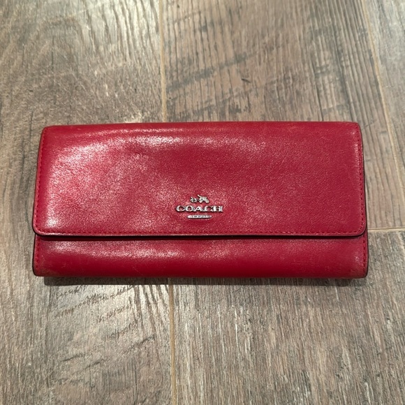 Coach Cherry Red Leather Wallet - Picture 1 of 5